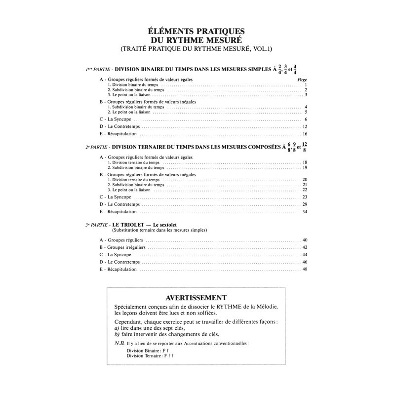 Éléments Pratiques du Rythme Mesuré - Vol.1