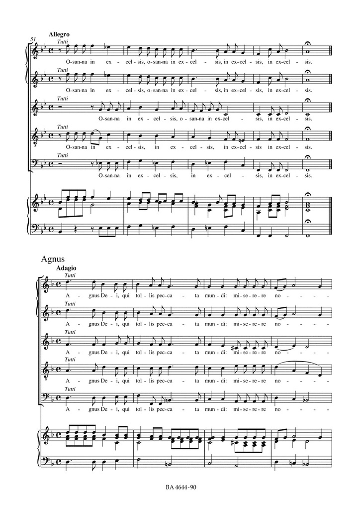 Missa brevis in F, Hob.XXII:1 (Vocal score, Urtext edition)