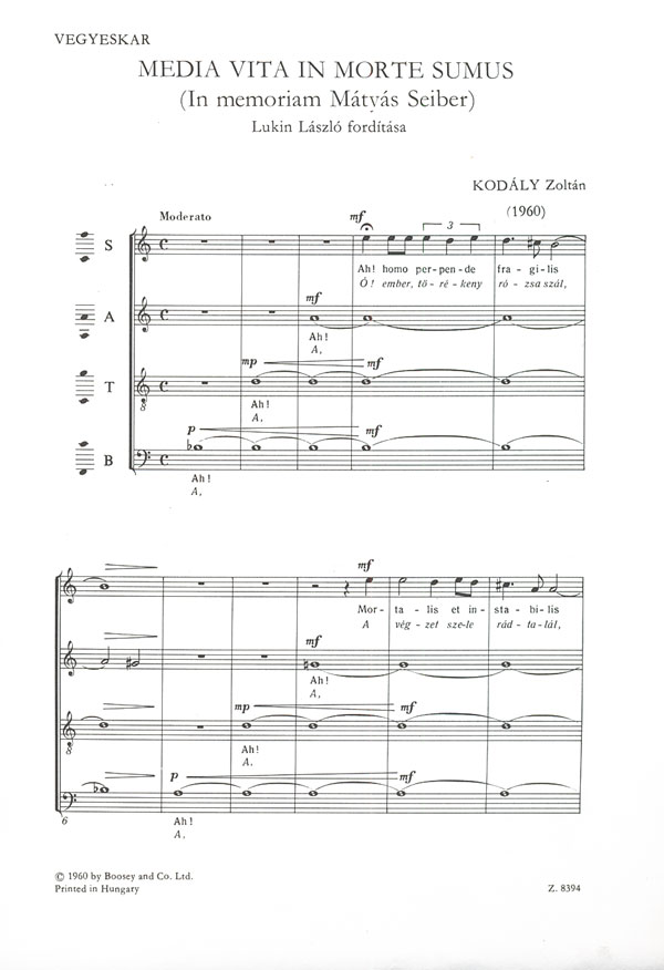 Media vita in morte sumus (Choral score)