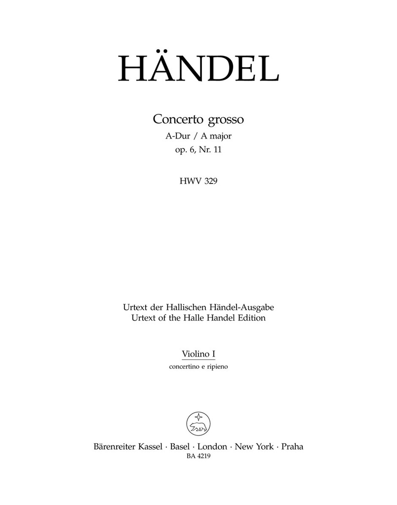 Concerto grosso A Major, Op. 6/11 HWV.329(Violin 1 part)