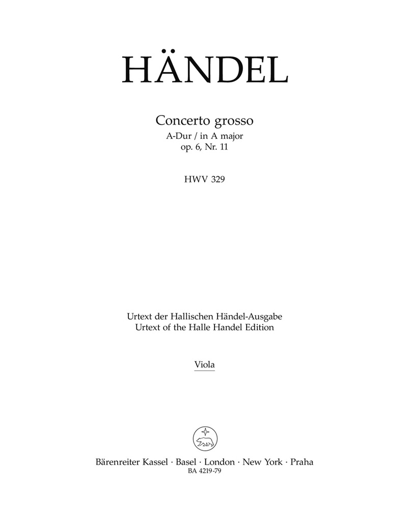 Concerto grosso A major, Op. 6/11 HWV.329 (Viola part)