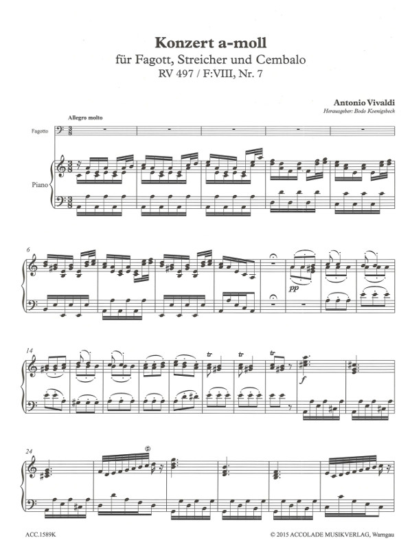 Concerto No 7 in a minor RV 497 (Klavierauszug)