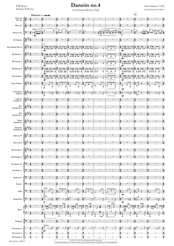 Danzon No.4 (Concert band score & parts)