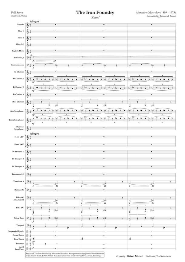 Zavod - The Iron Foundy (Concert band score & parts)