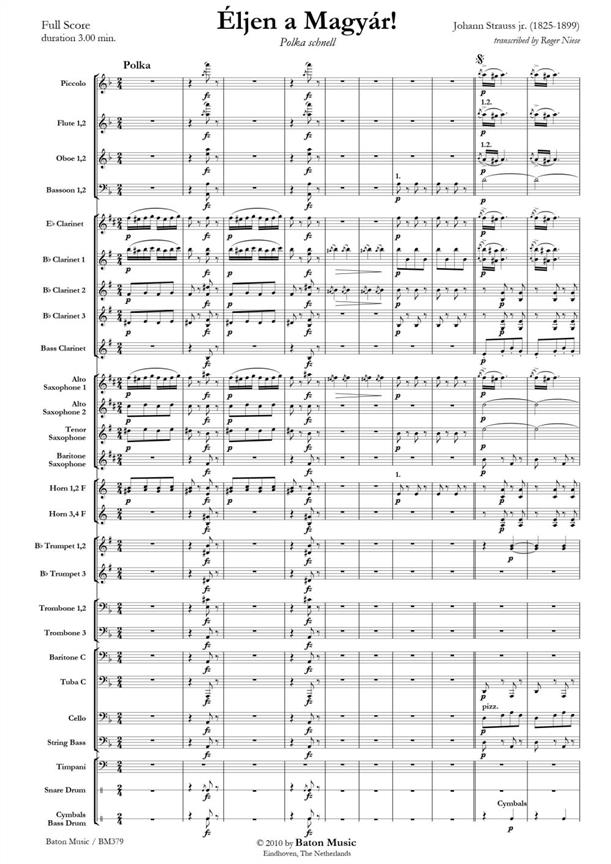 Éljen a Magyár! (Polka schnell - Concert band score & parts)