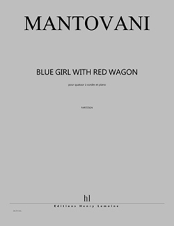 Blue girl with red wagon