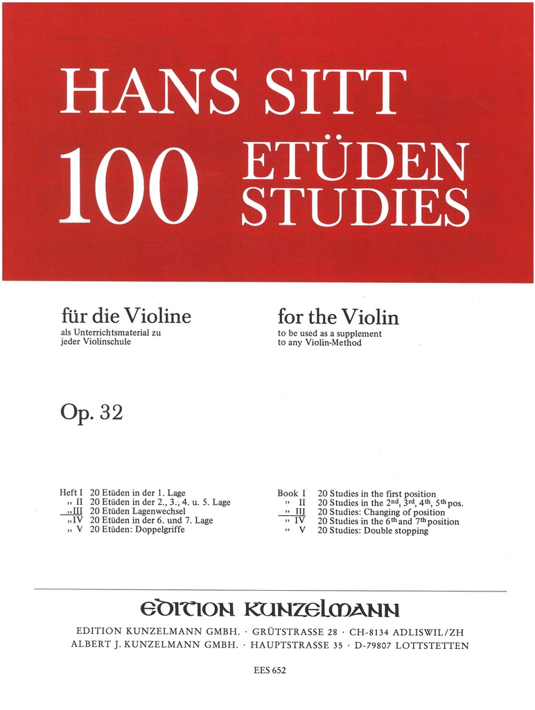 100 Etuden, Op.32 - Band 3 (Lagenwechsel - 20 Etuden)