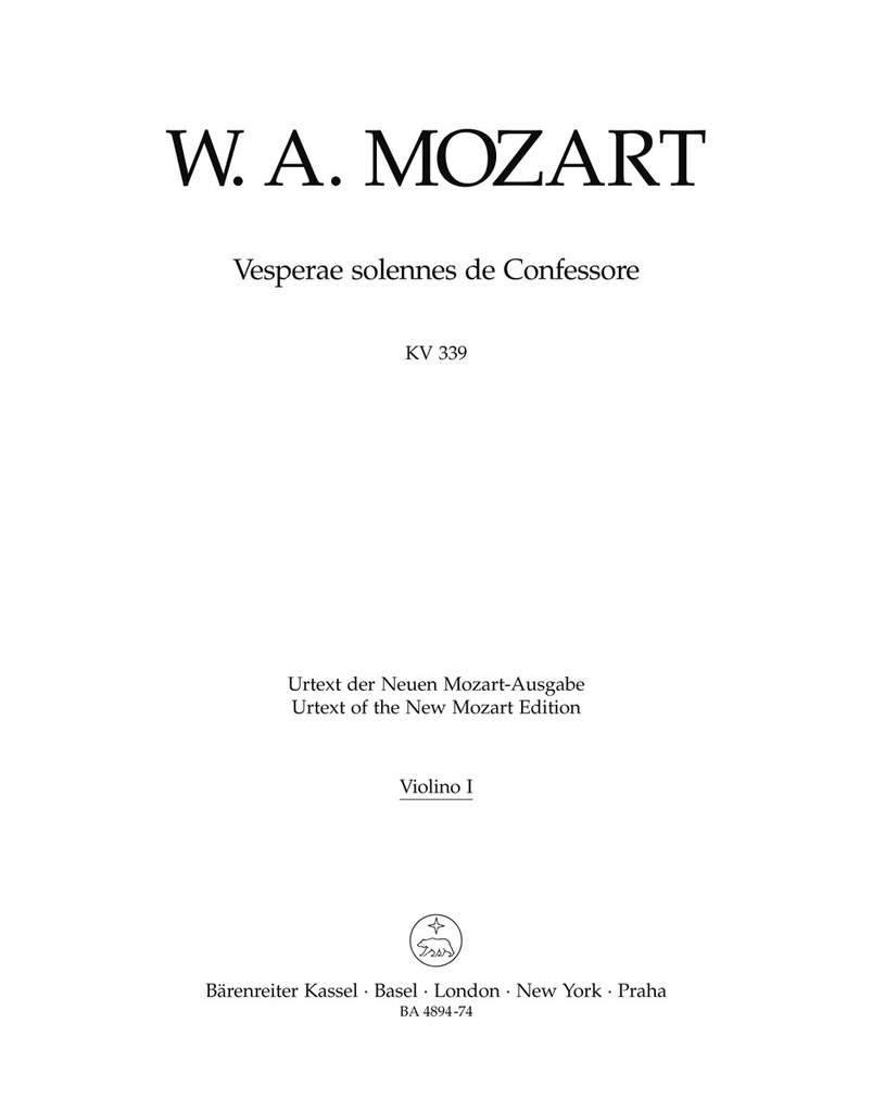 Vesperae solennes de Confessore, KV.339 (Violin 1 part)