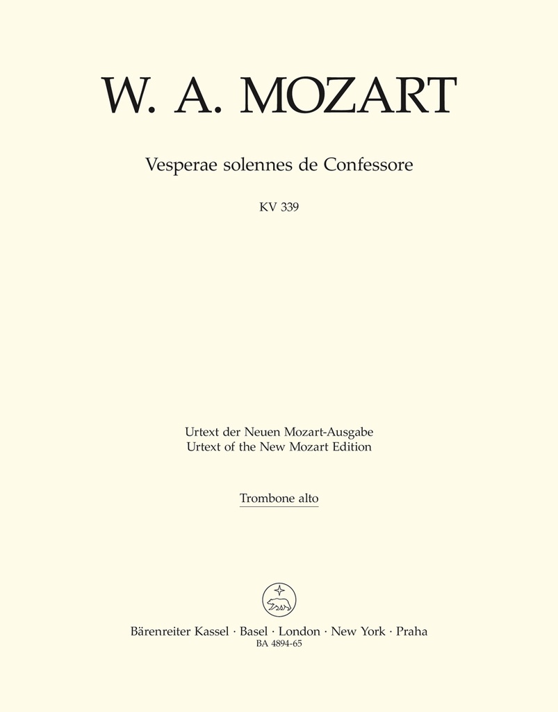 Vesperae solennes de Confessore, KV.339 (Wind parts)