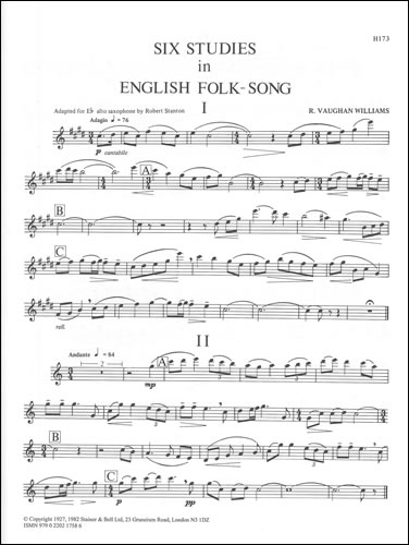 6 Studies in English Folksong (Alto saxophone part)