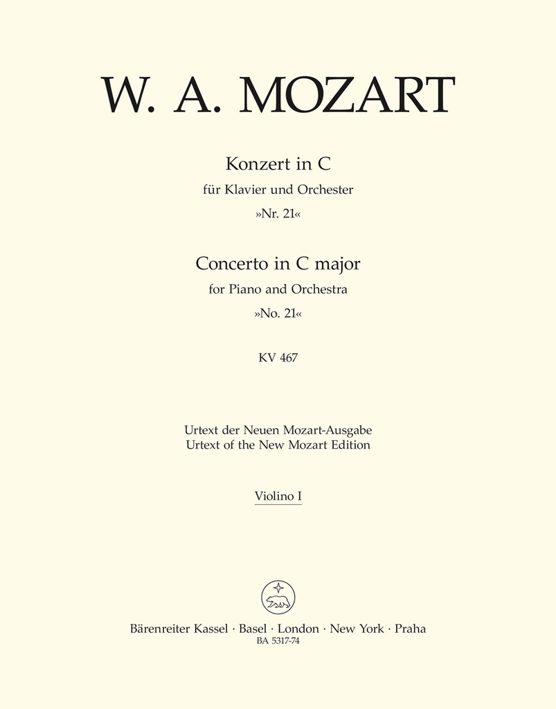 Concerto for Piano No.21 in C major, KV.467 (Violin 1)