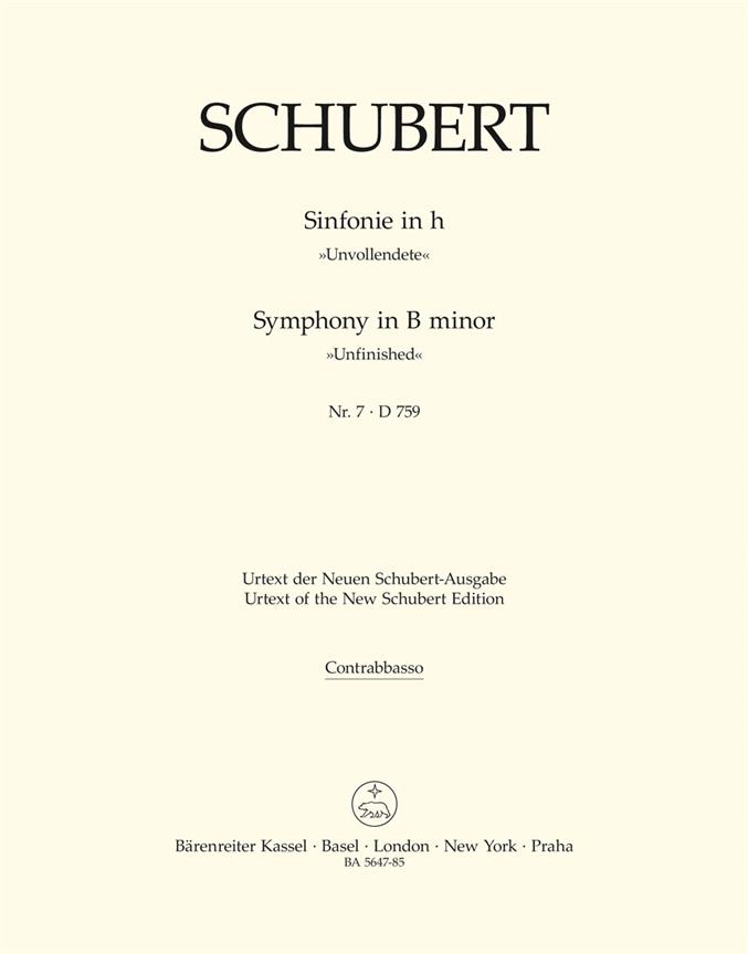 Symphony No.7 b minor, D.759 'Unfinished' (Contrabas part)