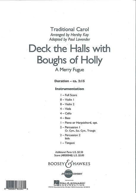 Deck the Halls With Boughs of Holly (Full Score)