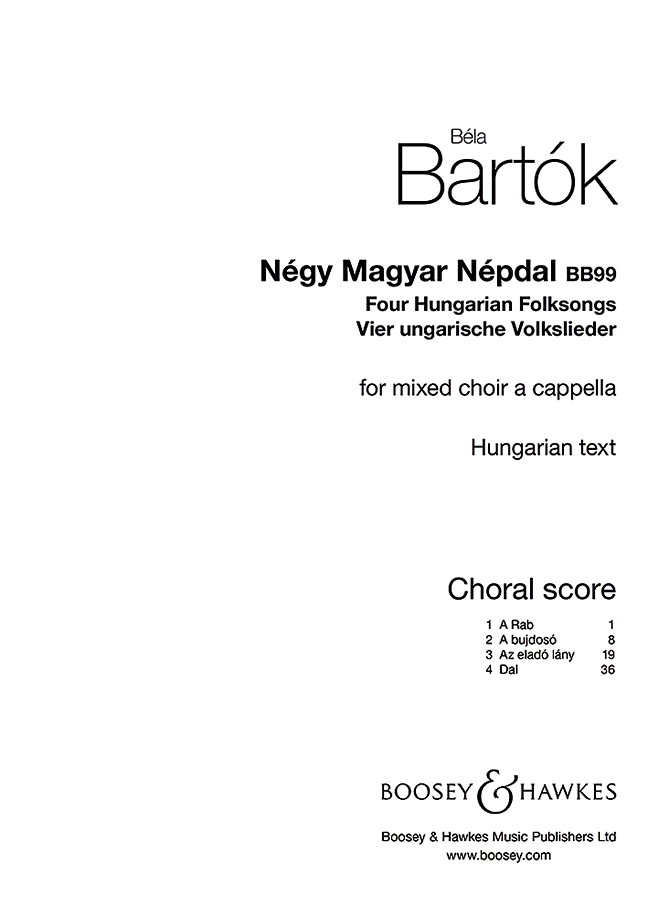 Four Hungarian Folksongs (Choral score)