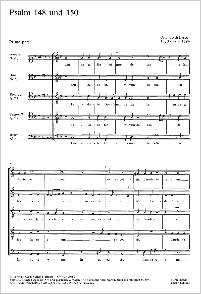 Psalm 148 und 150 Laudate Dominum. Aus: Die sieben Busspsalmen