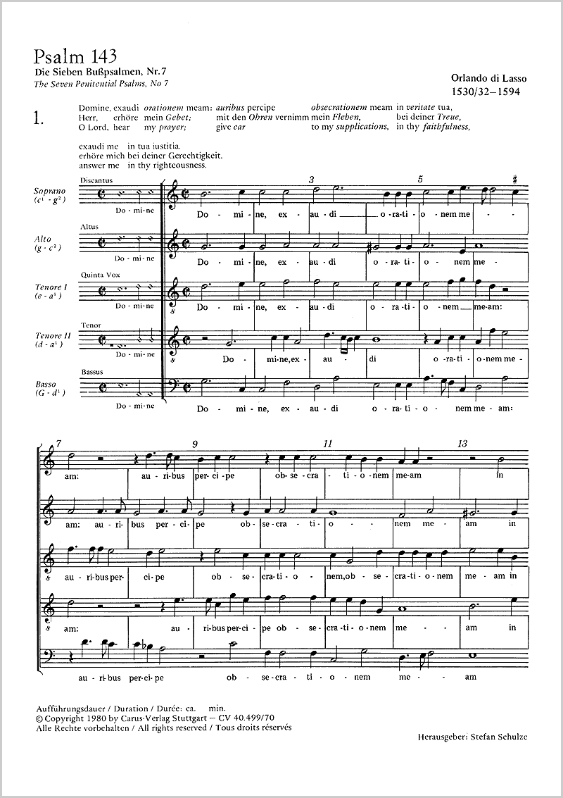 Psalm 143 Domine exaudi. Aus: Die sieben Busspsalmen