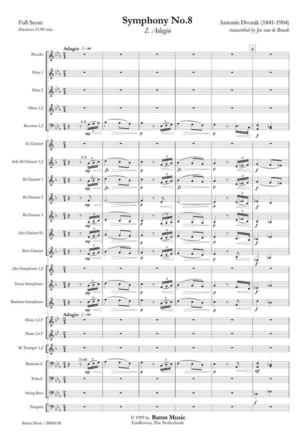 Symphony No.8 Part 2 Adagio (Score & parts)