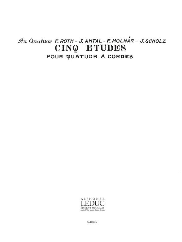 5 Etudes, Op.20 (Quatuor No.5 - Parts)