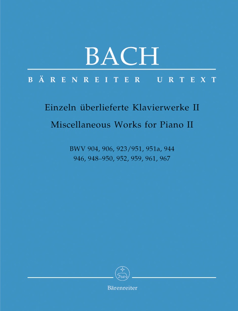 Miscellaneous Works for Piano  - 2 (Bwv.904, 906, 923/951, 951a, 944, 946, 948 - 950, 952, 959, 961, 967)