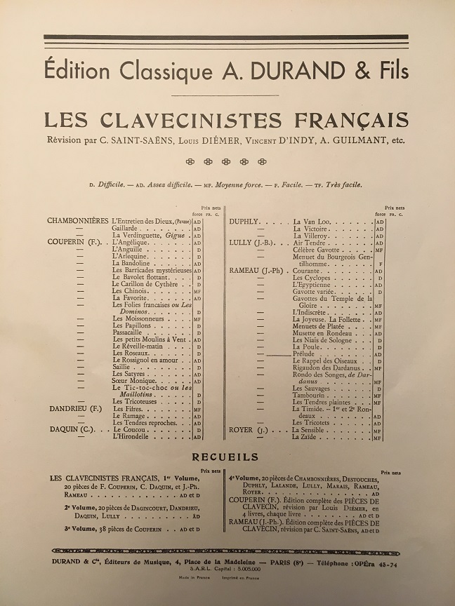 Premier Livre  de Pièces de Clavecin