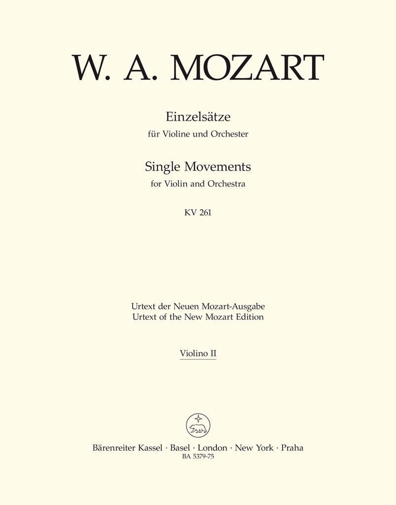 Single Movements for Violin and Orchestra K.261, 269 (261a), 373 (Violin 2)