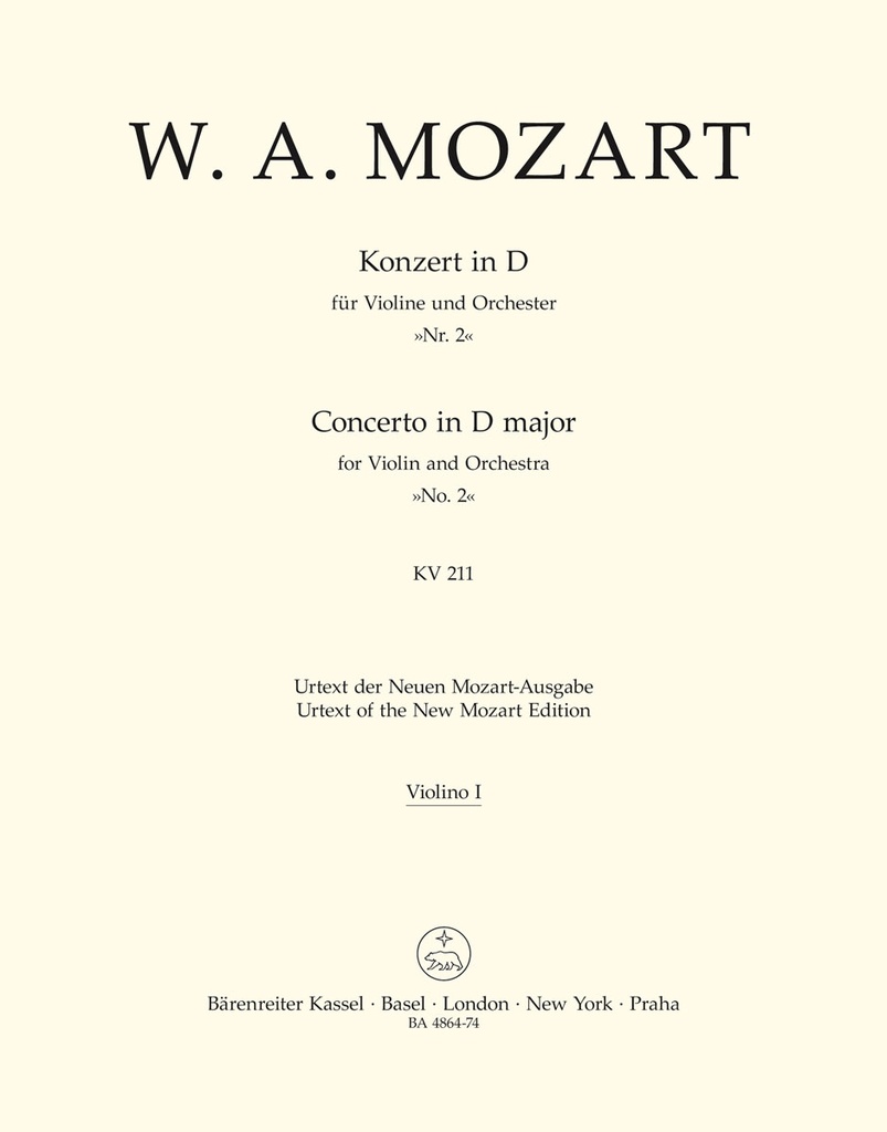 Concerto D major, KV.211 (Violin 1 part)