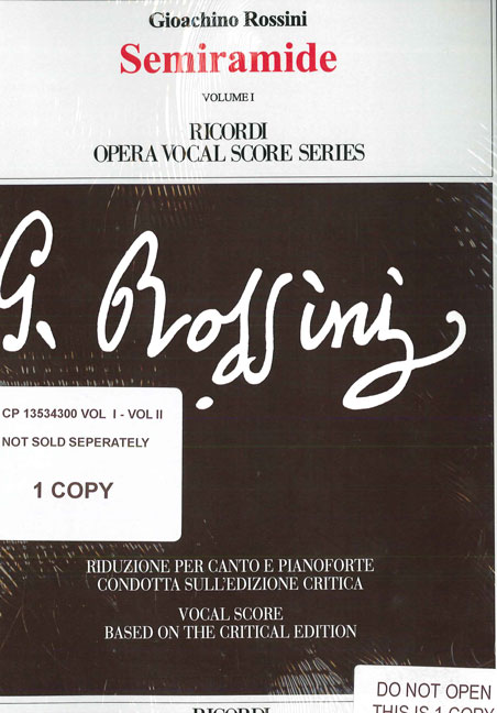 Semiramide - Volumes 1 & 2 (Vocal score)