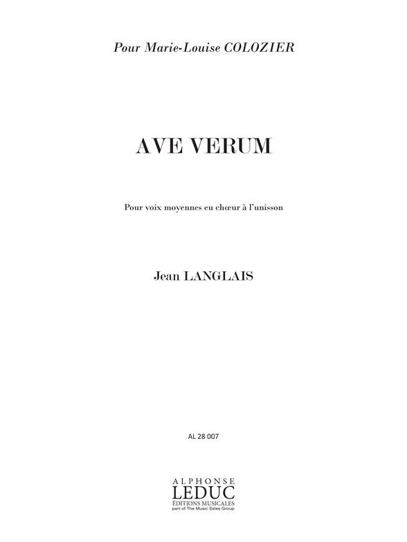 3 Prières, No.1 - Ave Verum (Med voice solo)