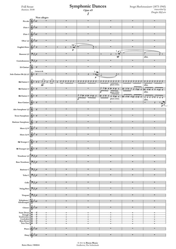 Symphonic Dances, Op. 45 (Score & parts)