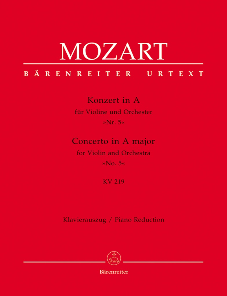 Concerto No.5 A major, KV.219 (Piano reduction)