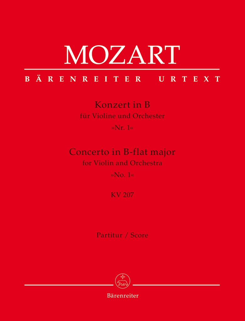 Concerto for Violin & Orchestra, No.1 B-flat Major K.207 (Score)