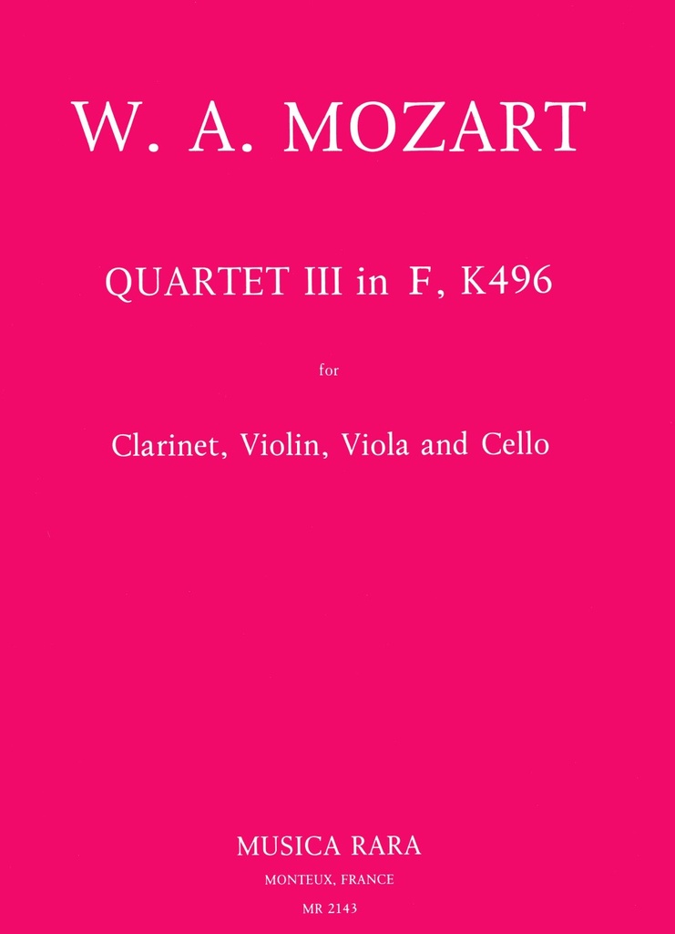 Quartet No.3 in F based on the Piano Trio, KV.496