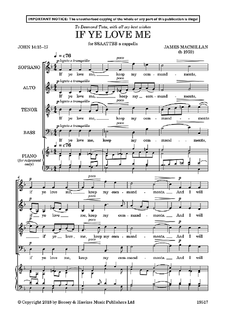 If ye Love me (Choral score)