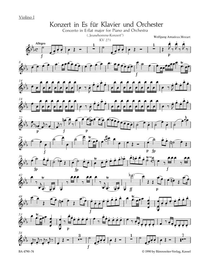 Piano Concerto in E flat, KV.271 (Violin 1 part)