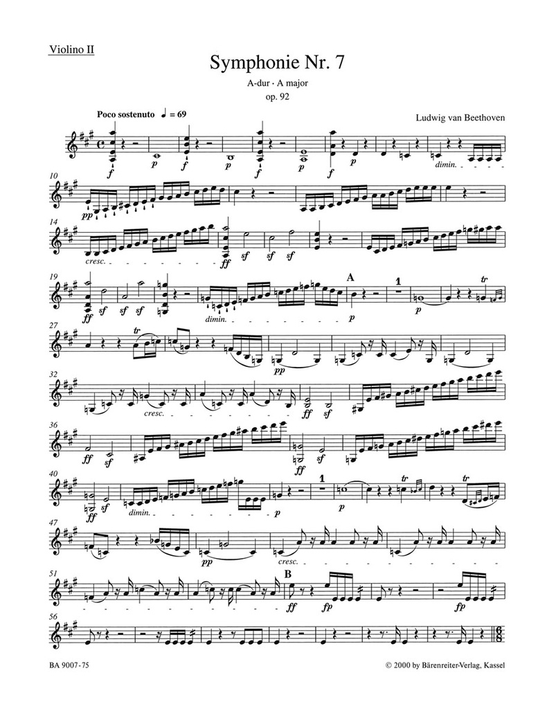 Symphony No.7 A major, Op.92 (Violin 2  part)