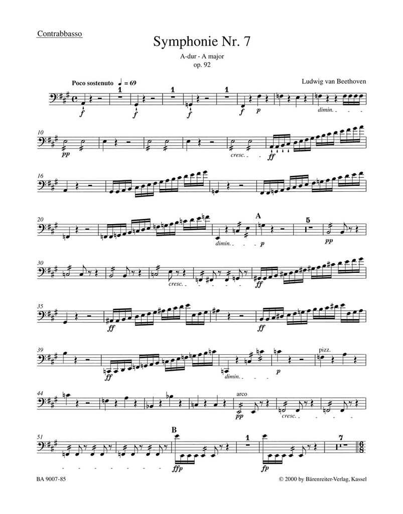 Symphony No.7 A major, Op.92 (Double bass part)