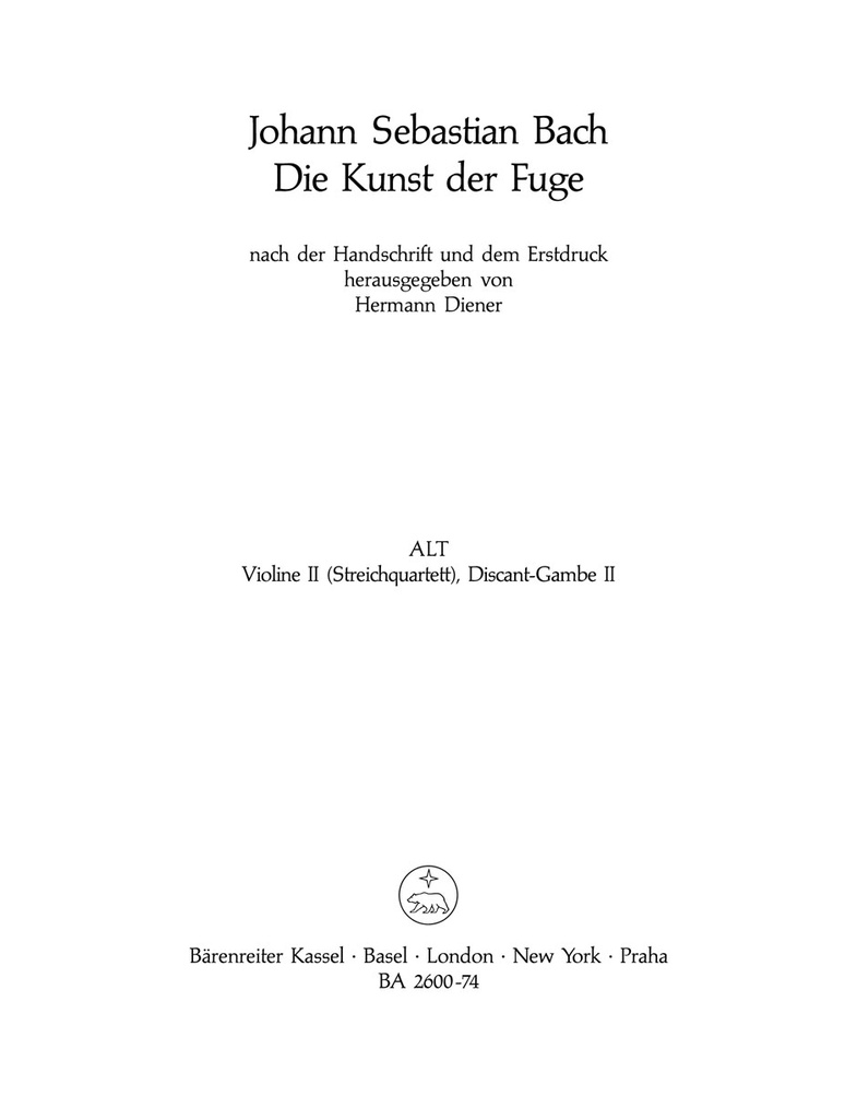 Die Kunst der Fuge, BWV.1080 (String quartett - Violin 2)