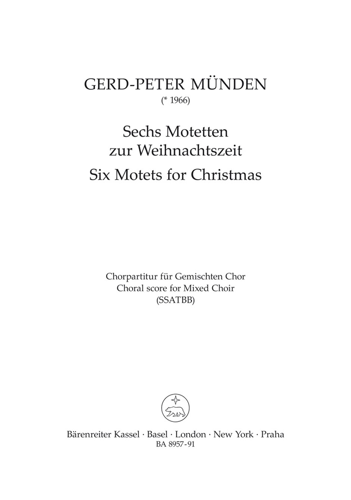 6 Motets for Christmas (Choral score)