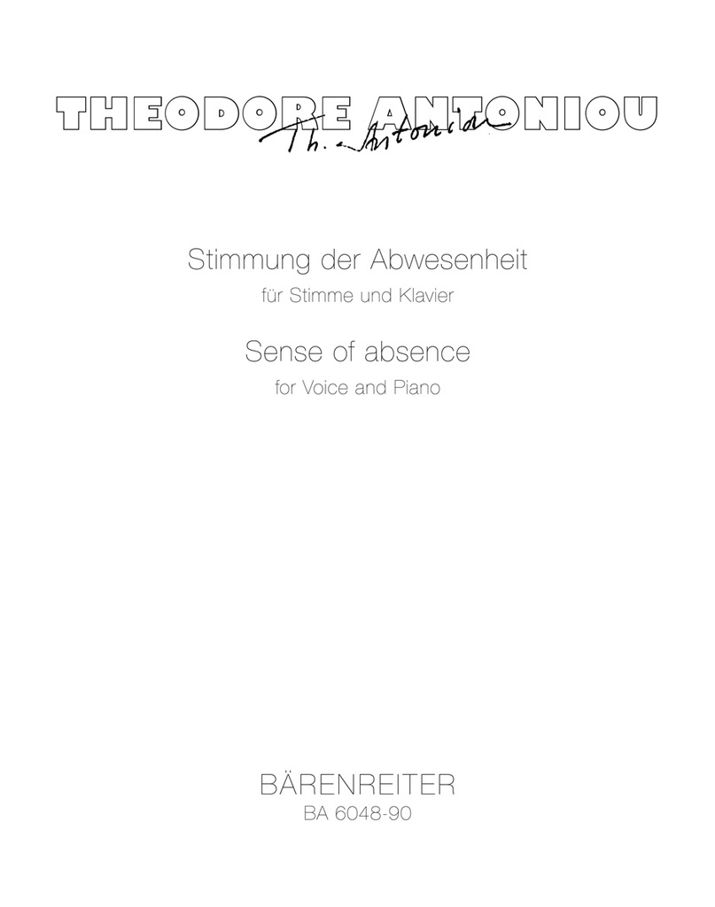 Klima tis apussias Stimmung der Abwesenheit für Stimme und Klavier (1968) (Vocal score)