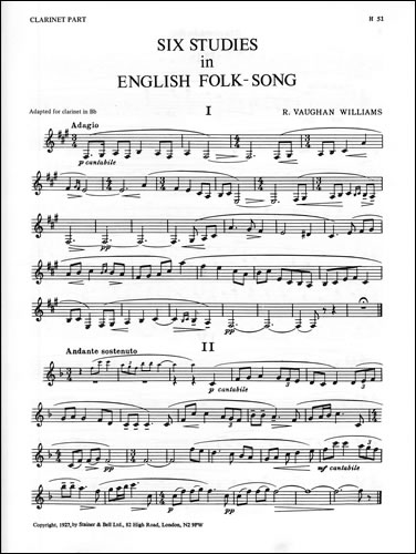 6 Studies in English Folksong (Clarinet part)