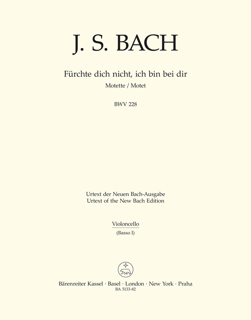 Fuerchte dich nicht, ich bin bei dir for two four-part Mixed choirs A major, BWV.228 (Cello)