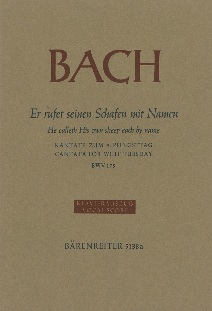 He called His own sheep each by name, BWV.175 (Vocal score, Urtext edition)