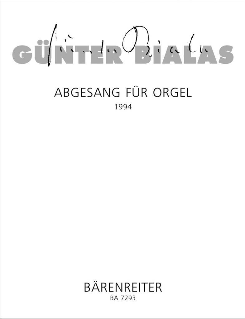 Abgesang für Orgel (1994) (nach 'Lamento di Orlando' für Orchester)