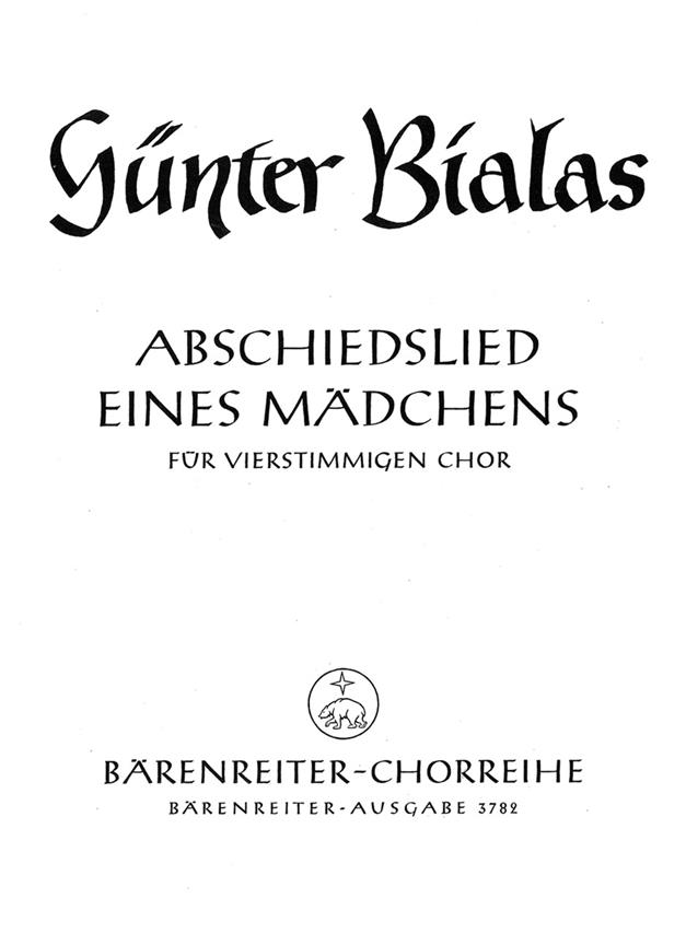 Abschiedslied eines Mädchens für vierstimmigen Chor (1939/1940)