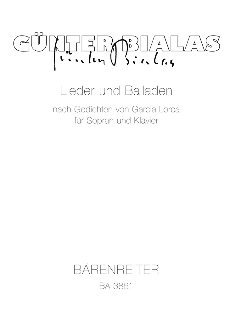 Lieder und Balladen nach Gedichten von Federicio Garcia Lorca für Sopran und Klavier (1957) (High voice)