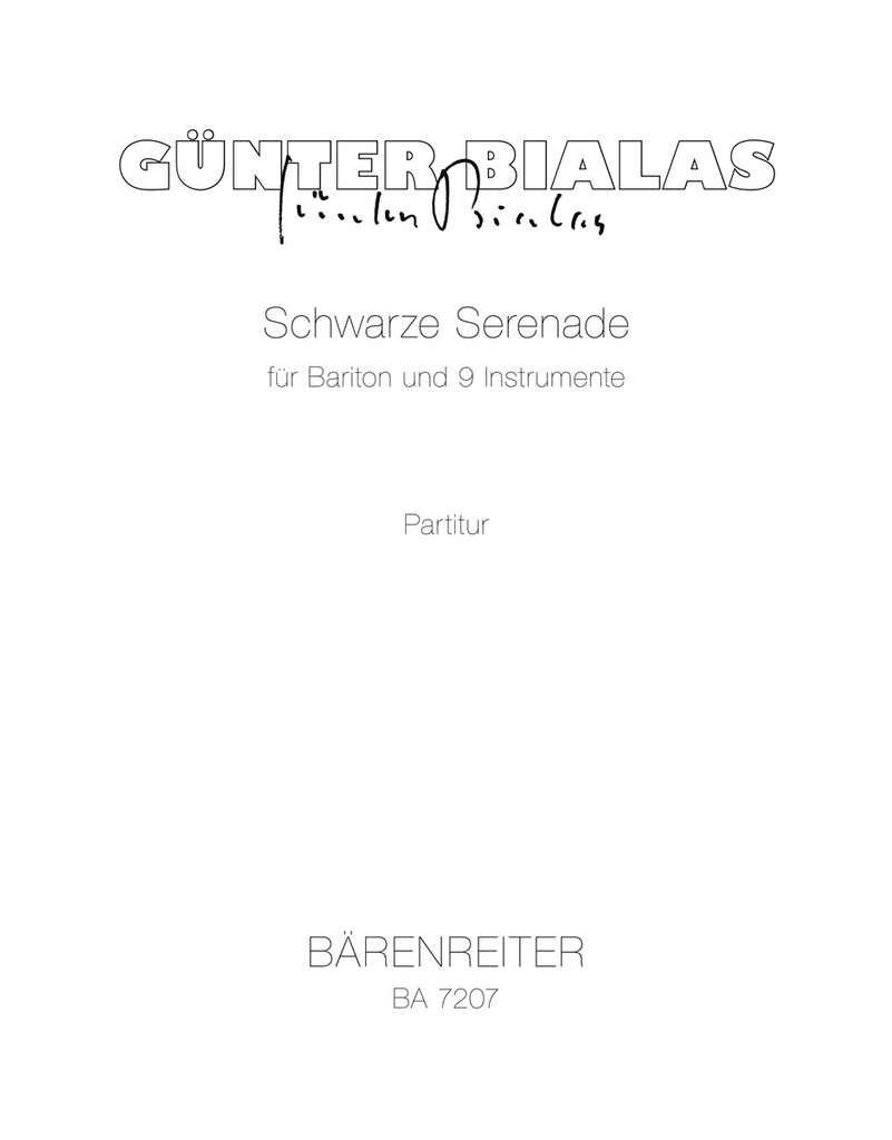 Schwarze Serenade für Bariton und 9 Instrumente (1989) (Full score)