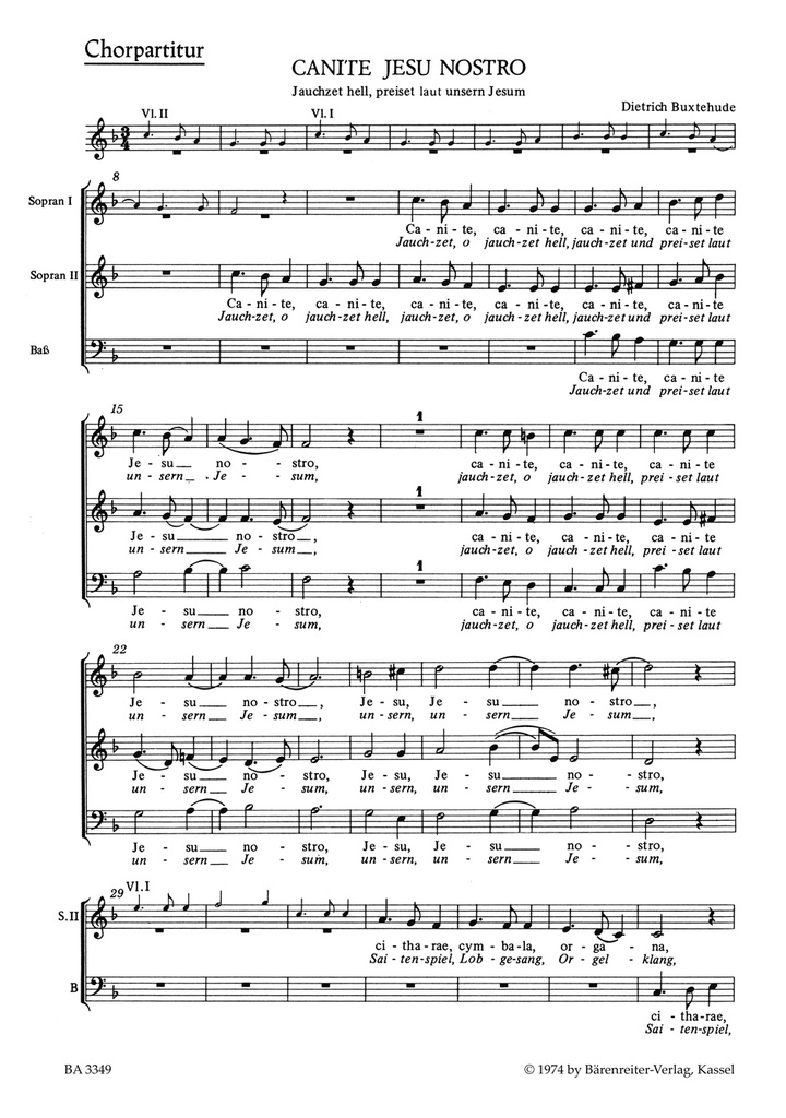 Canite Jesu nostro BuxWV 11 (Choral score)