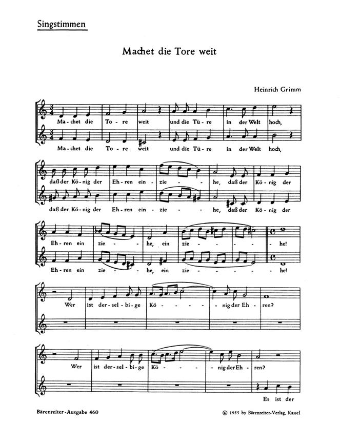 Machet die Tore weit Der Tag, der ist so freudenreich (Choral score)