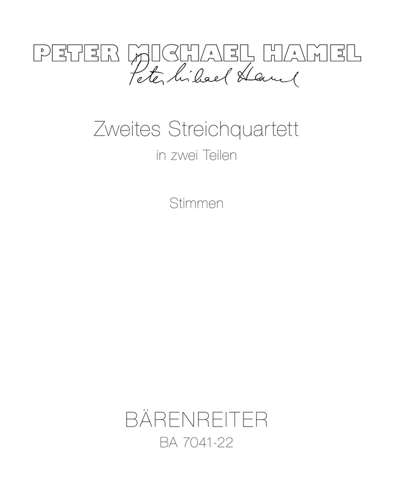 Zweites String Quartet in zwei Teilen (1985/1986) (Set of parts)