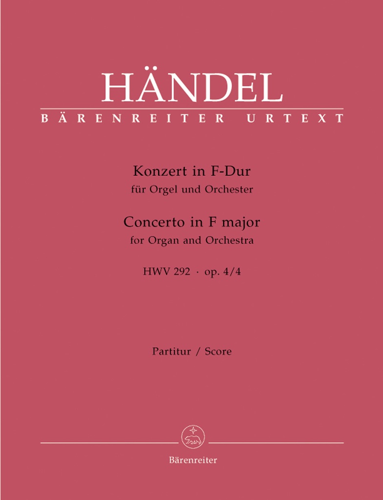 Concerto for Organ and Orchestra F Major, Op.4/4, HWV.292 (Full score, Urtext edition)